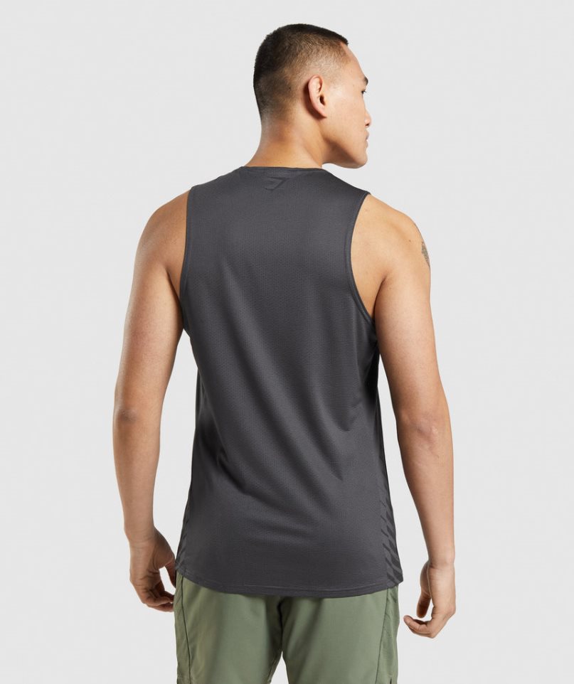 Men's Gymshark Sport Stripe Tanks Black | CA 0D8756